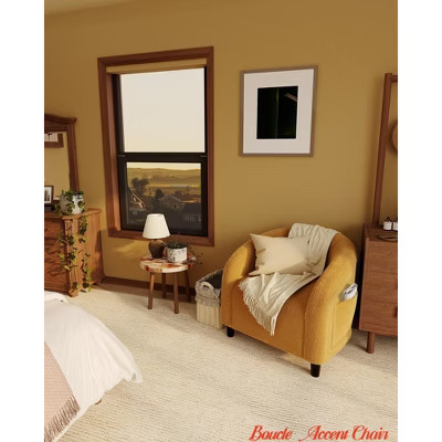 Office Boucle Accent Chair, Barrel Chair w/ Round Back & Cozy Boucle Fabric - Modern Armchair | Target