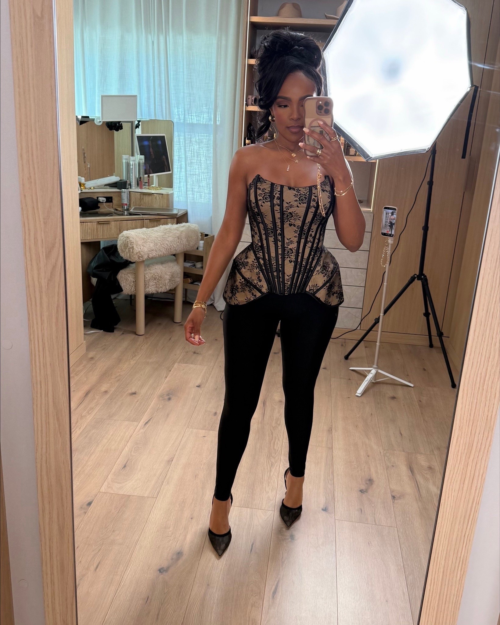 Sleek, sculpted, and statement-making ✨ This corset-inspired top instantly elevates a classic black base, creating a look that feels bold yet refined. Perfect when you want shape, structure, and confidence in one outfit.

Ideal for date night, girls’ night out, dinner reservations, or an elevated night-out look.

📏 Sizing:
Top: Small  
Bottoms: Small  
Shoes: True to size  

Height: 5’4”  
Weight: 138 lbs  
Bust: 34D  
Waist: 27”  
Hips: 40”

This is the kind of piece you can style multiple ways — pair it with trousers, denim, or skirts so the cost per wear drops fast and becomes a smart long-term shopping strategy.

Favorite to revisit later and shop all details directly.

Follow me on Instagram and YouTube @kirasfashionfinds