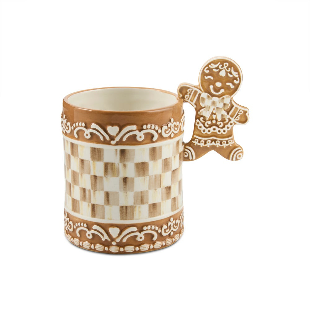 Mocha Check Gingerbread Mug | MacKenzie-Childs