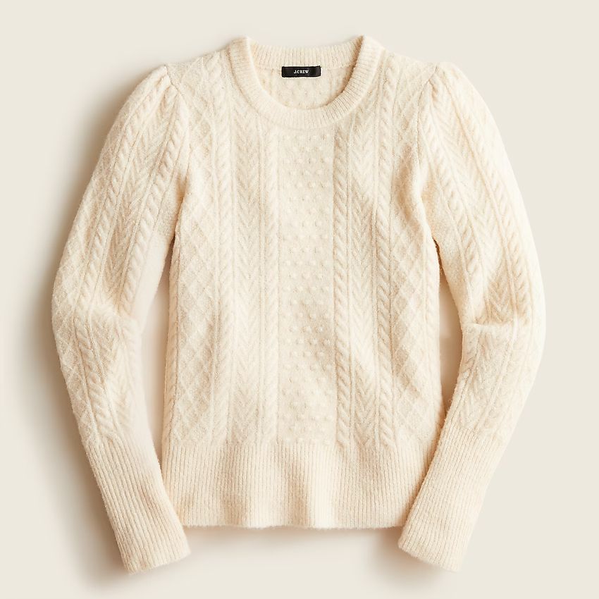 Stretch wool cable-knit crewneck sweater | J.Crew US