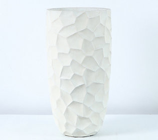 LuxenHome 22.4"" H MgO White Tall Planter | QVC