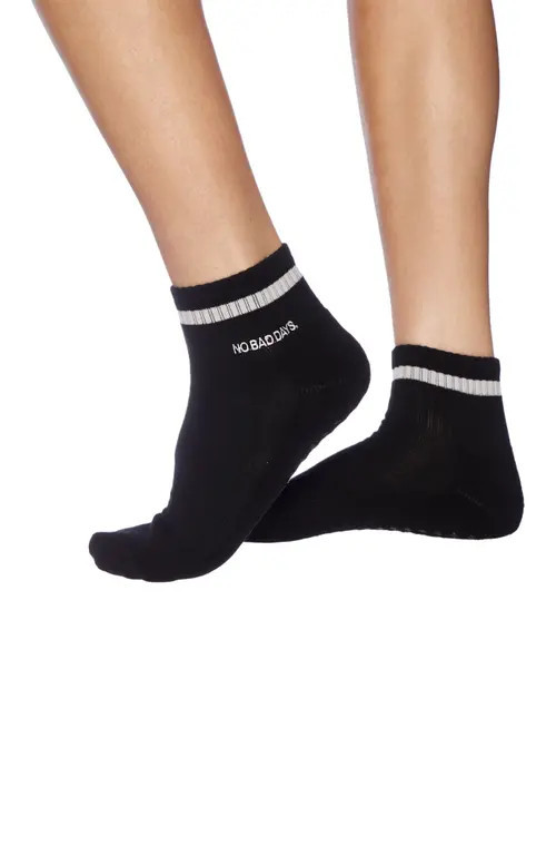 Souls. Embroidered Ankle Grip Socks in Black at Nordstrom, Size Medium | Nordstrom