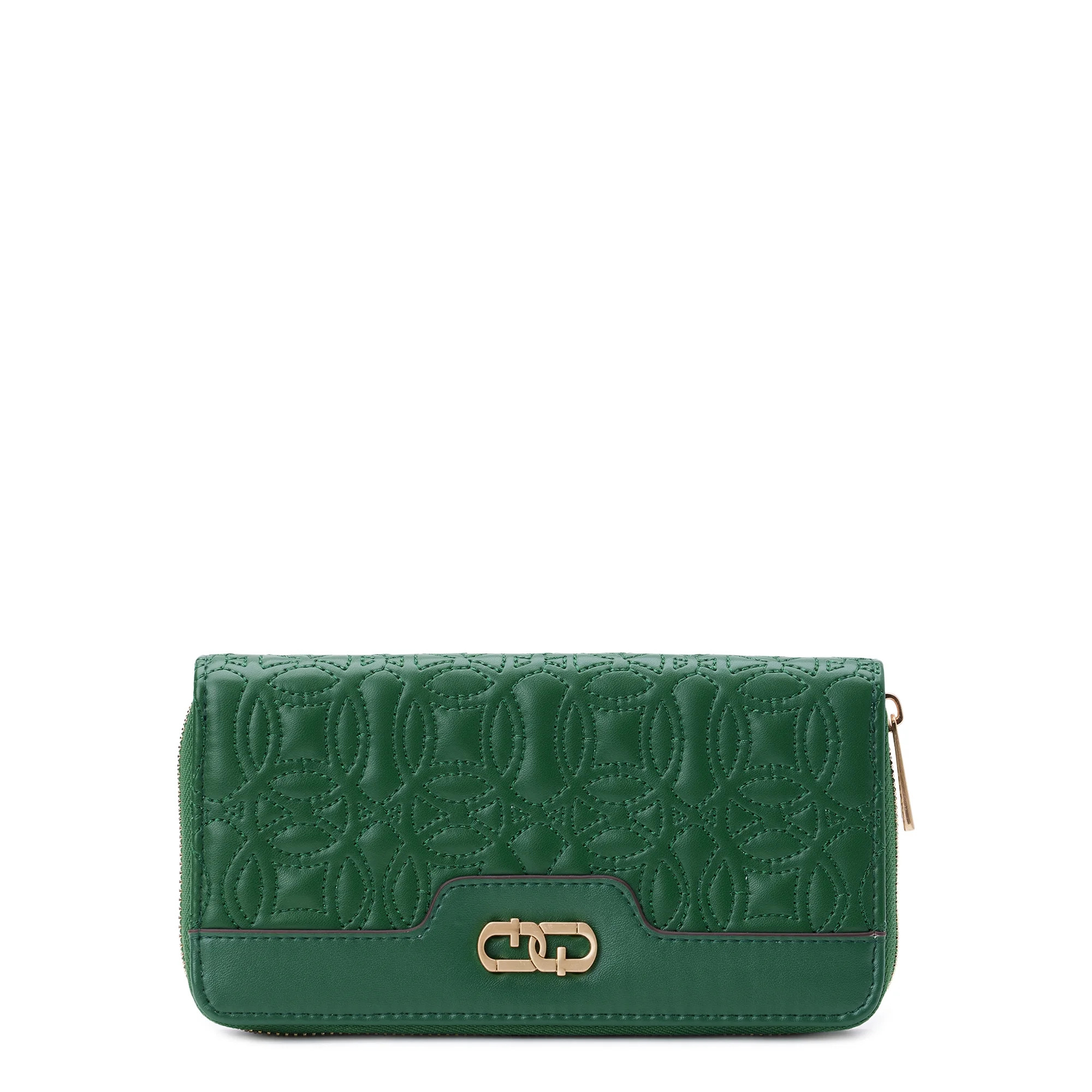 Time and Tru Women's Alex Zip Around Wallet Quilted Green Bead | Walmart (US)
