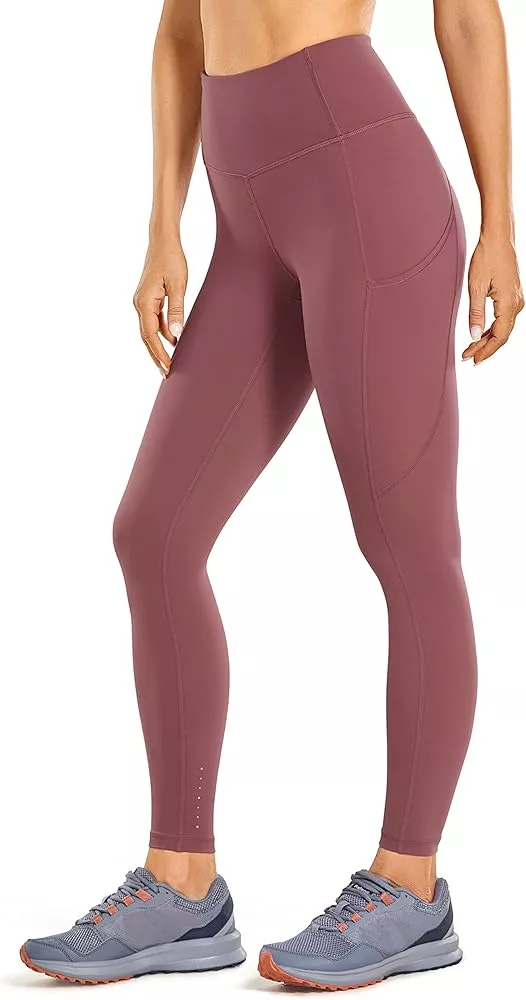 CRZ YOGA Women's Naked Feeling Workout Leggings 25 Inches - High Waisted  Yoga Pants with Side Pockets Athletic Running Tights