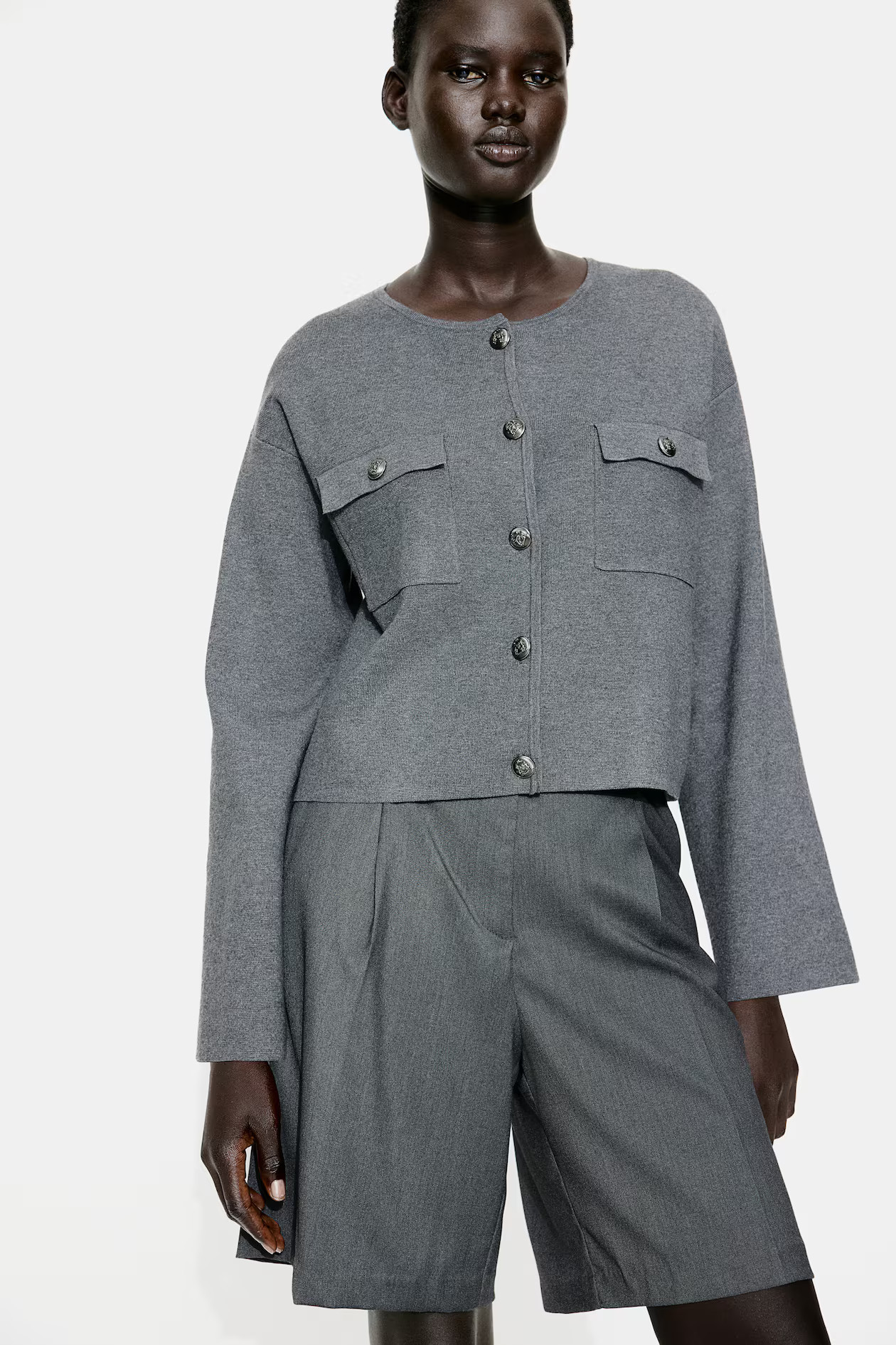 Pocket-Detail Cardigan - Gray melange - Ladies | H&M CA | H&M (US + CA)