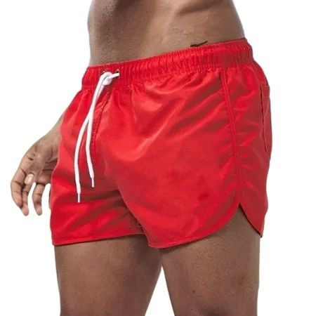 HEVIRGO Men Shorts Super Soft Wear Resistant Polyester Summer Beach Shorts Swim Trunks for Male Red  | Walmart (US)