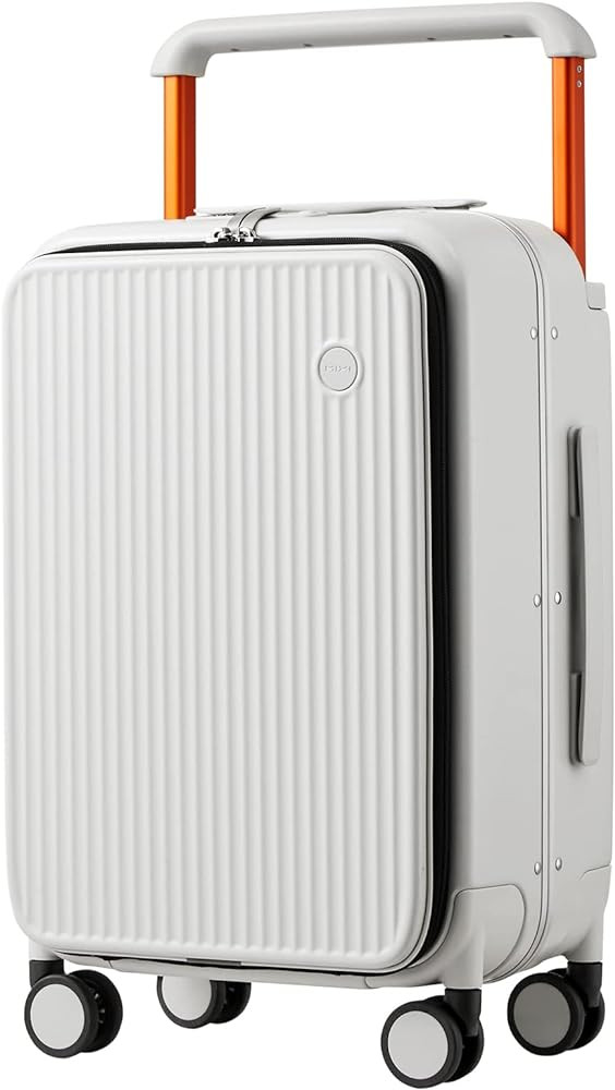 Mixi Carry On Luggage 20'' Suitcase with Front Laptop Pocket, Wide Handle Rolling Travel Suitcase... | Amazon (US)