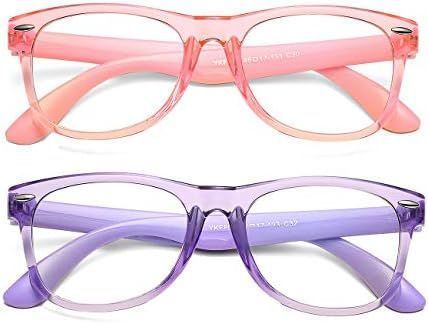AZorb Kids Blue Light Blocking Glasses 2 Pack Unbreakable Frame for Boys & Girls-2 Pack(Transpare... | Amazon (US)