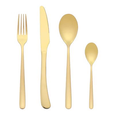 REGALWOVEN Stainless Steel  Mirror Polished Flatware Silverware Set with Serving Utensils 4 Piece Gold | Target