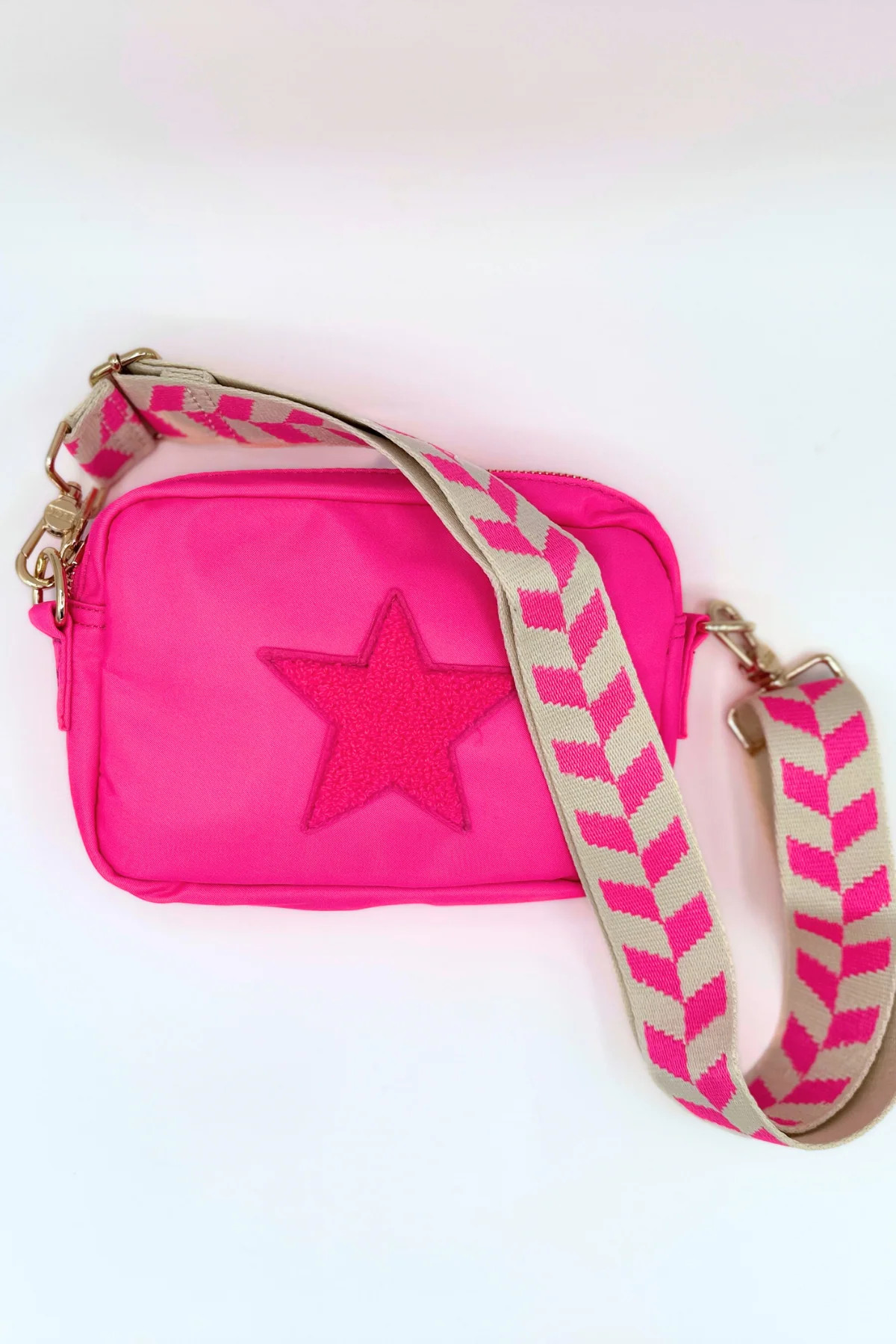 Hot Pink Star Medium Crossbody with the Rho Strap | bloc bags