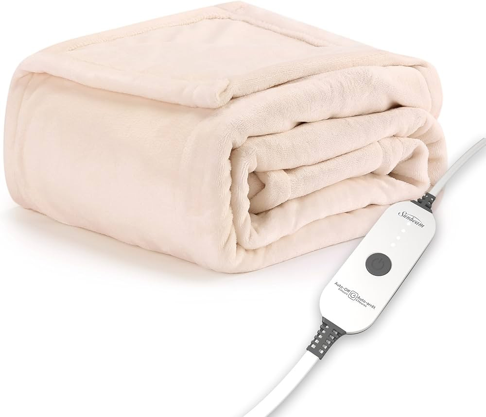 Sunbeam Royal Posh Champagne Heated Personal Throw / Blanket, Cozy-Warm, Adjustable Heat Settings | Amazon (US)