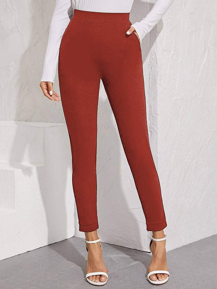 SHEIN High-Rise Vented Ankle Cut Pants | SHEIN