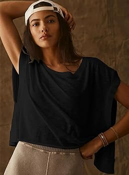 Women Short Sleeve Workout Shirts Open Back Tops Casual Yoga Y2k Athletic Gym Slouchy Crop Runnin... | Amazon (US)