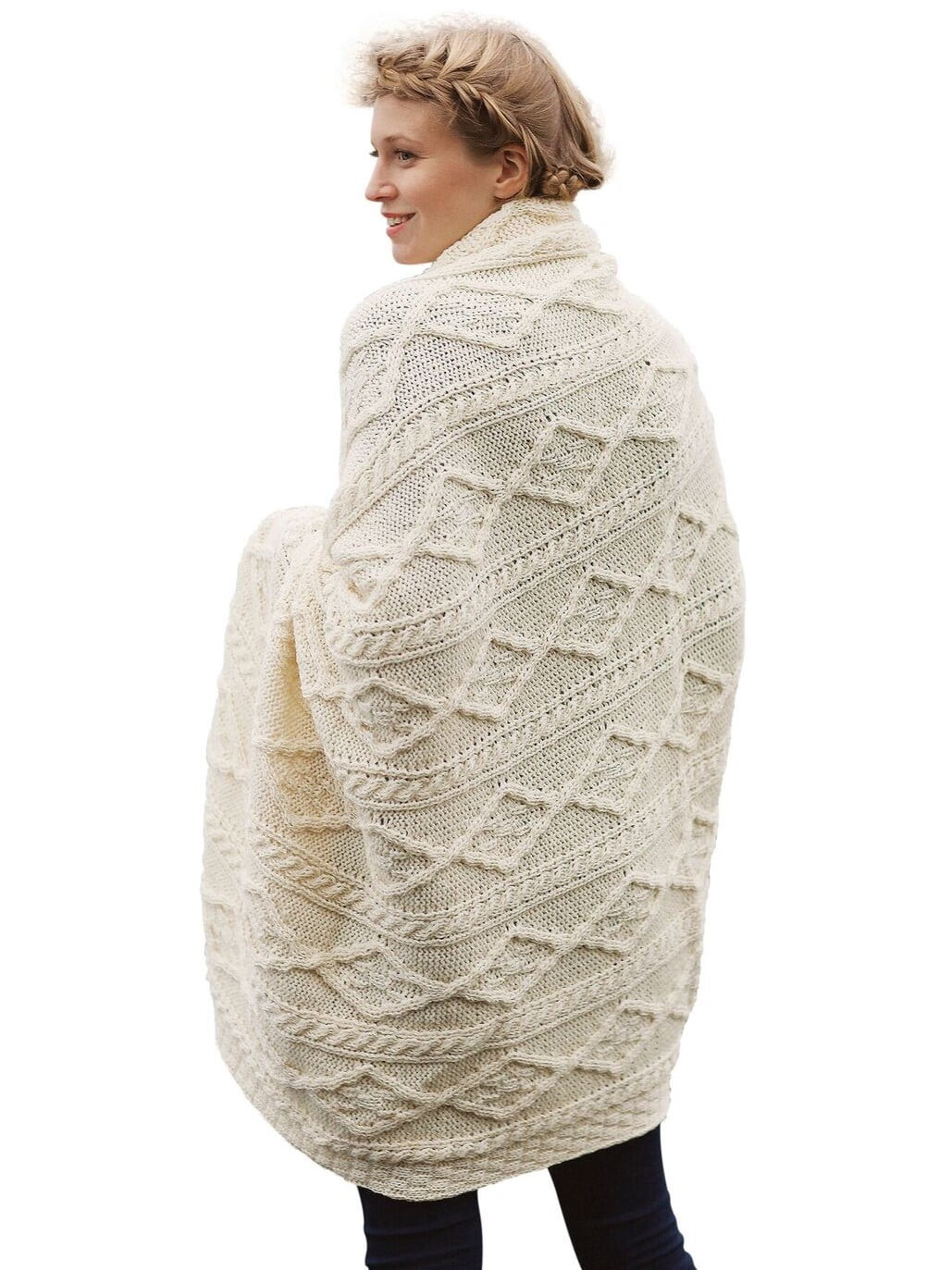 Irish Aran Blanket 100% Merino Wool Plaited Celtic Cream Couch Throw Blanket 66”x 40” Made in... | Walmart (US)