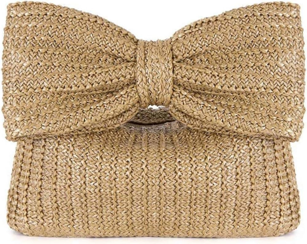 Women Bow Purse Summer Straw Woven Clutch Bag Handbags Vacation Beach Tote Formal Party Wedding 2... | Amazon (US)