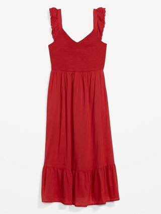 Fit & Flare Flutter Sleeve Smocked Midi Dress for Women | Old Navy (US)