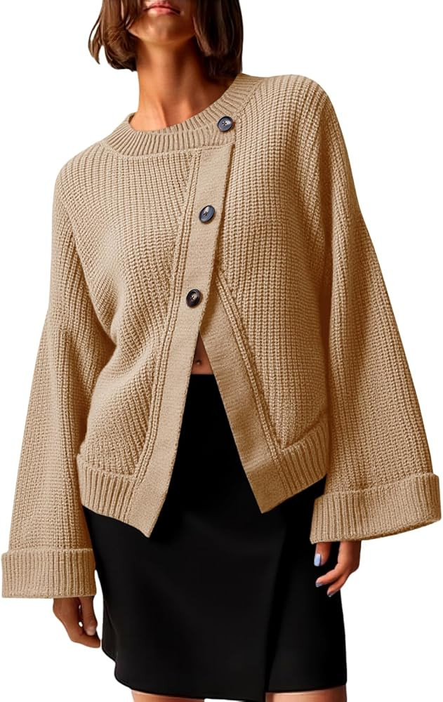 Saodimallsu Womens Cardigan Sweaters 2025 Button Down Long Sleeve Knit Outerwear Oversized Fashio... | Amazon (US)