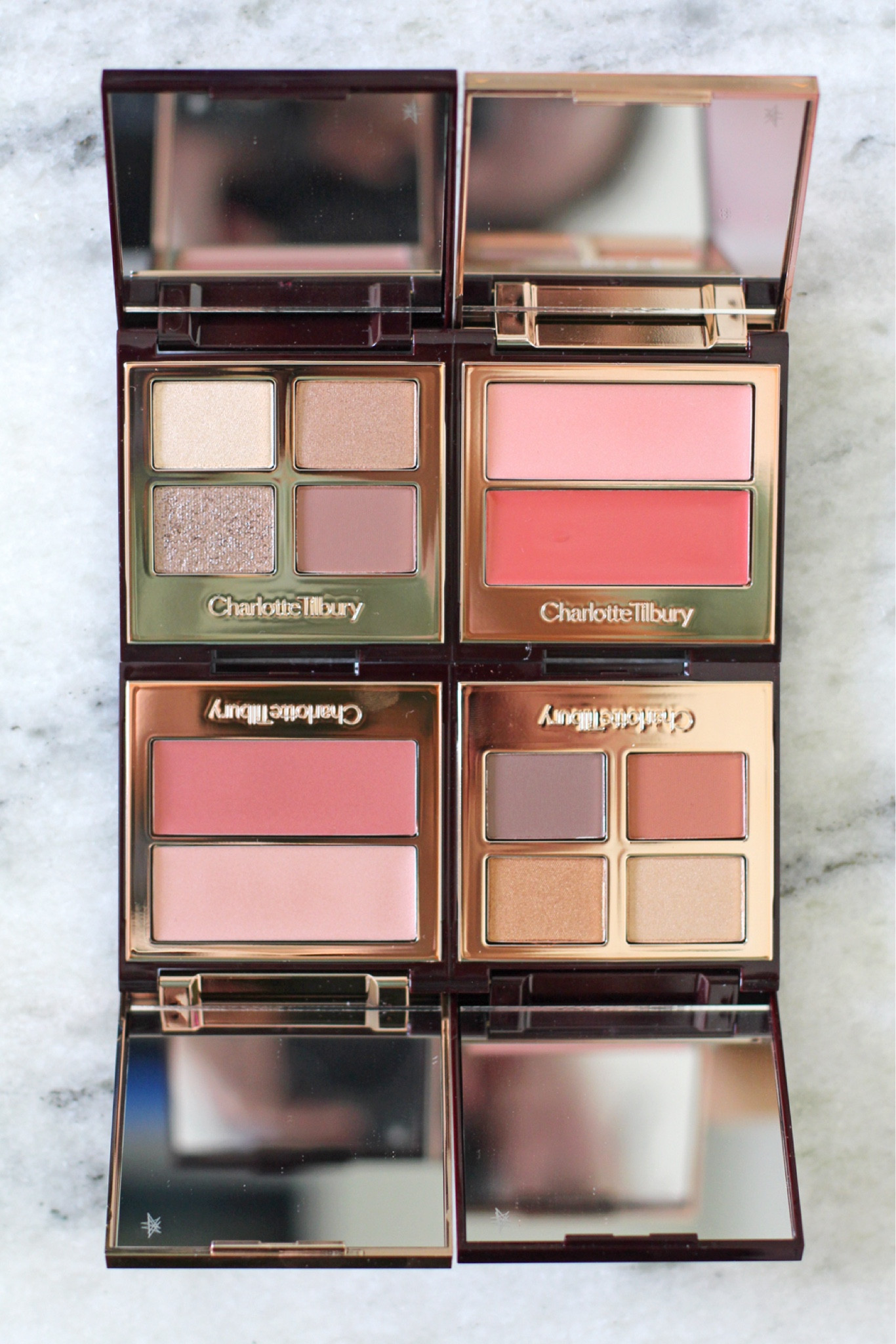 Charlotte Tilbury palettes are the best, and my favourite of all is Exagger-Eyes (top left), a cool-toned soft metallic palette which gives brighter, sparkly eyes with four buildable shades: creamy ivory, rose gold, reddish brown and a transparent sparkle. Perfect for party season and Christmas gifts. ✨ 

#LTKluxury #LTKbeauty #LTKmakeup