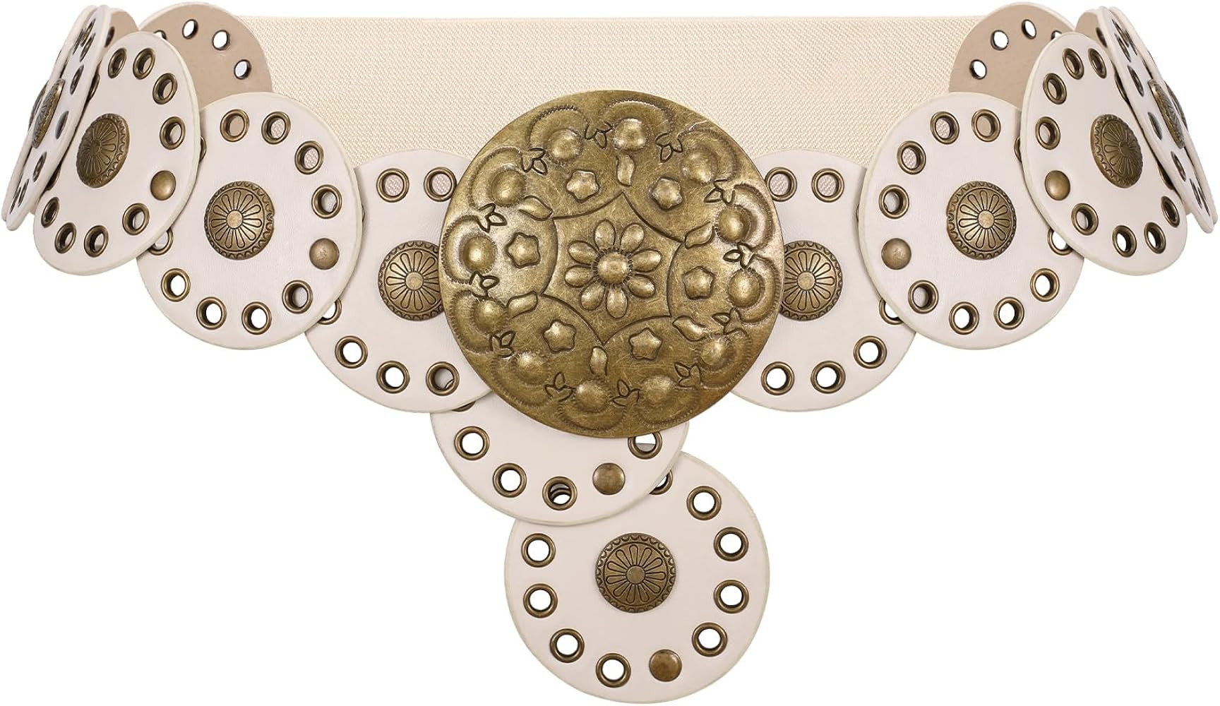 XZQTIVE Women's Western Belt with Concho Discs Adjustable Cowgirl Waist Belt Vintage Wide Disc De... | Amazon (US)