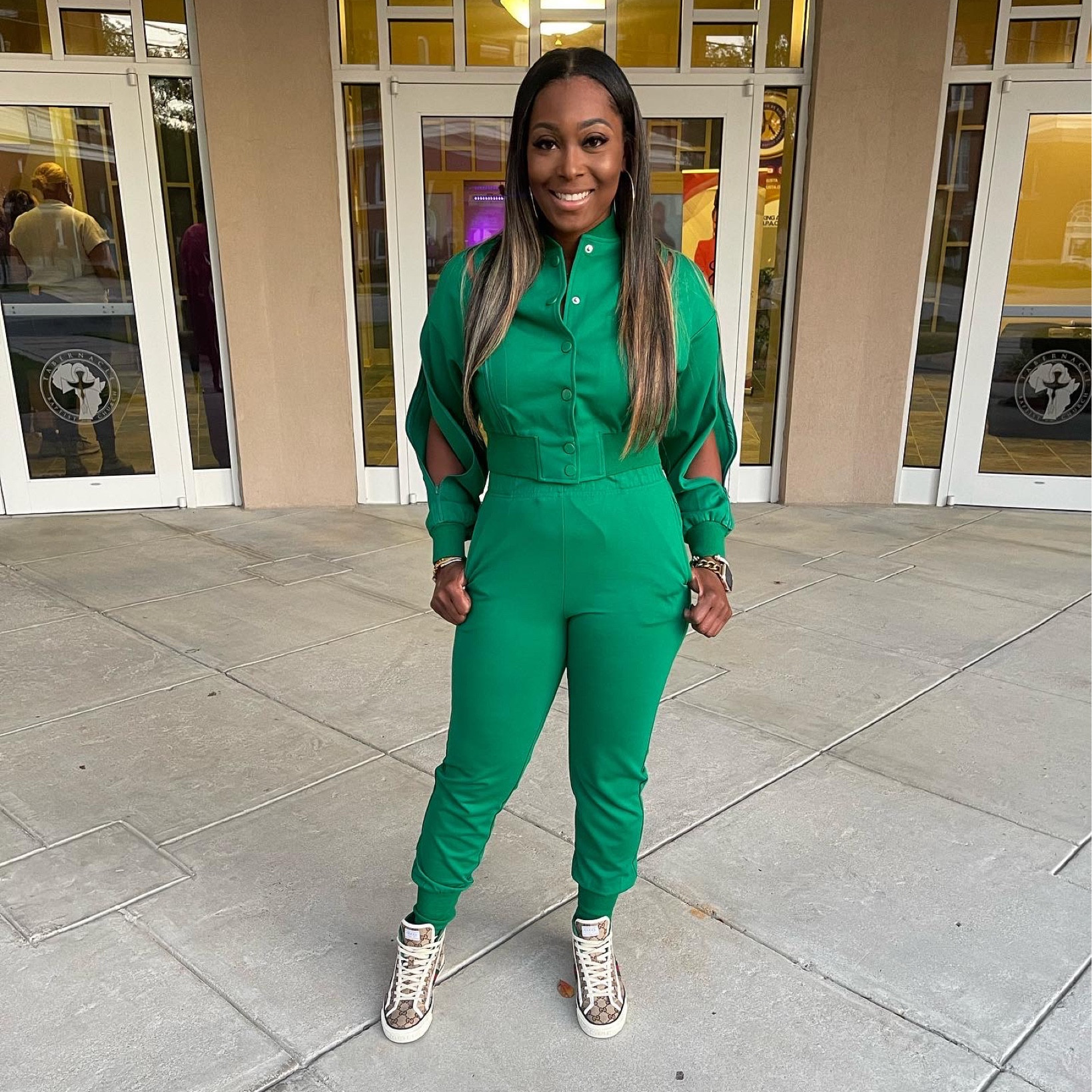 Have my HDMRUNWAY 2 piece set with my Gucci 1977  high top sneakers ! 

