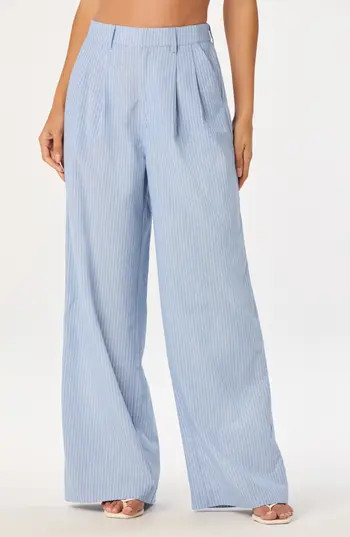 ASTR the Label Linsey Pinstripe Wide Leg Cotton & Linen Pants in Blue Stripe at Nordstrom Rack, Size X-Small | Nordstrom Rack