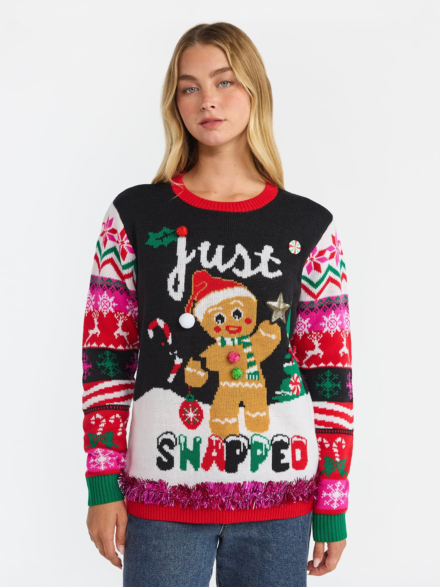 No Boundaries Christmas Sweater, Lightweight, Women's | Walmart (US)