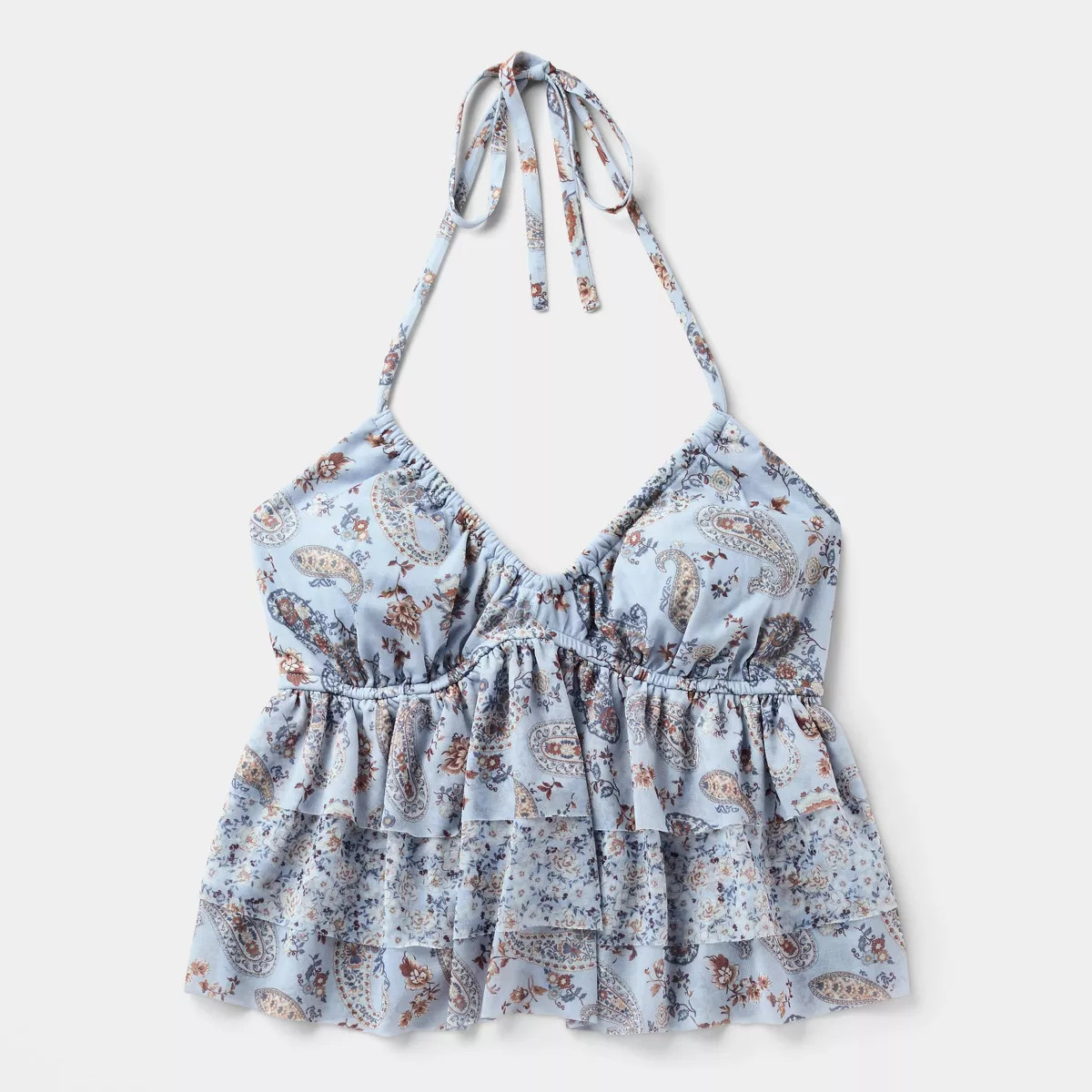 Women's Ruffle Halter Top - Wild Fable™ Light Blue Paisley XS | Target