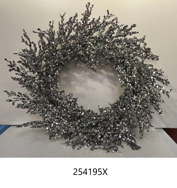 Square Sequin Christmas Wreath, Silver, 24", by Holiday Time | Walmart (US)