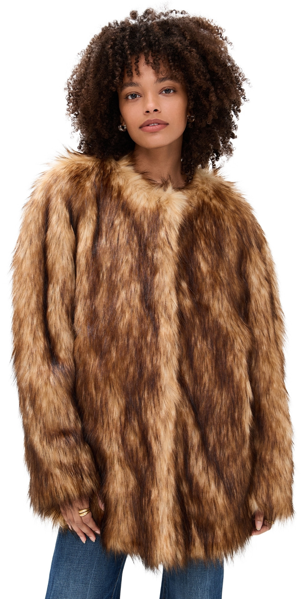 A. L.C. Bria Faux Fur Coat Brown L | Shopbop