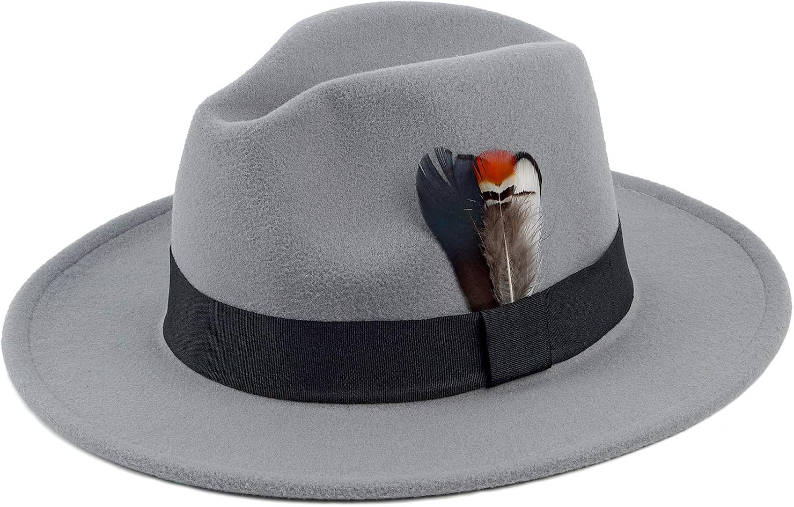 FADACHY Classic Fedora Hats for Men & Women Wide Brim Felt Hat Panama Dress Fedora Hat | Amazon (US)