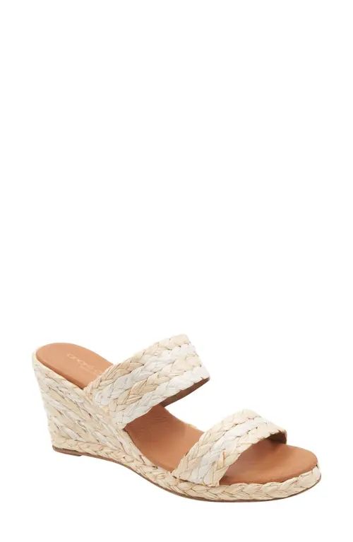 André Assous Nolita Raffia Wedge Slide Sandal in Beige Multi at Nordstrom, Size 9 | Nordstrom