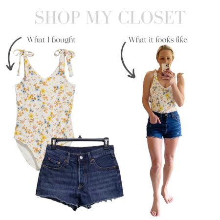 Old navy floral bodysuit with Levi’s 501 dark wash cutoff shorts 

#summerputfit #springoutfit #cutoffs #selfie 

#LTKsalealert #LTKstyletip #LTKFind