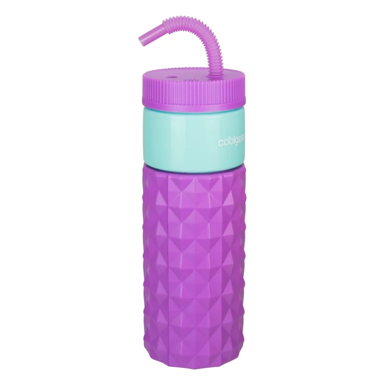Cool Gear 24oz Plastic Retro Squishy Water Bottle, Prism Purple with Foam Grip and Resealable Str... | Walmart (US)