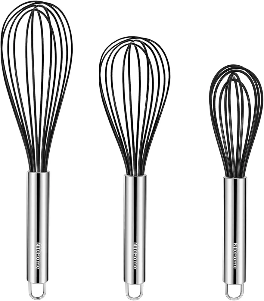 Silicone Whisk,Professional Whisks for Cooking Non Scratch,Stainless Steel  & Sil