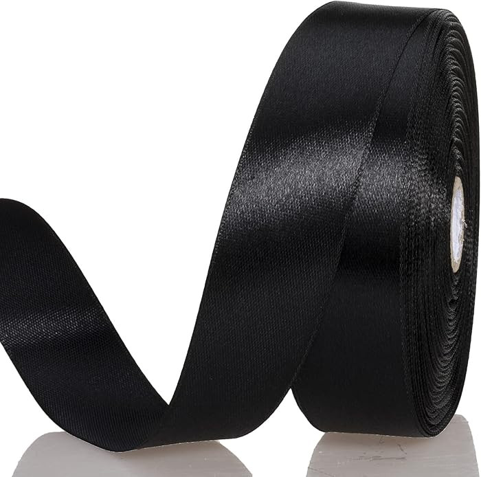 YASEO 1 Inch Black Solid Satin Ribbon, 50 Yards Craft Fabric Ribbon for Gift Wrapping Floral Bouq... | Amazon (US)