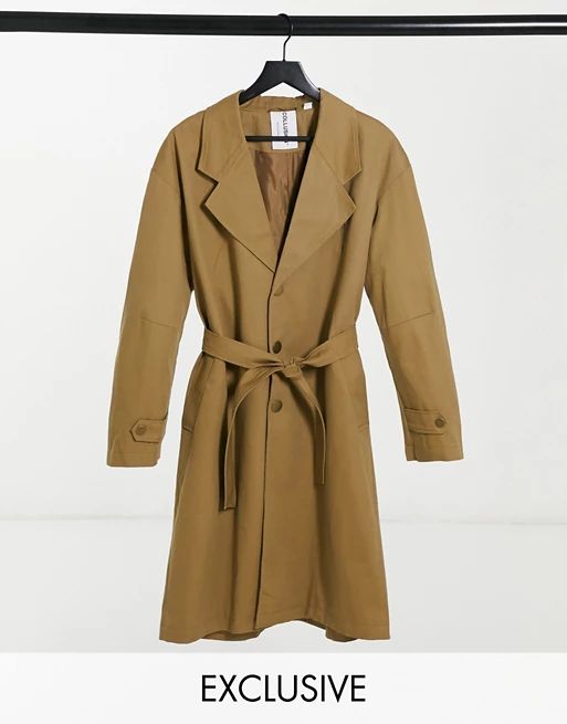 COLLUSION unisex oversized belted trench in sand | ASOS (Global)
