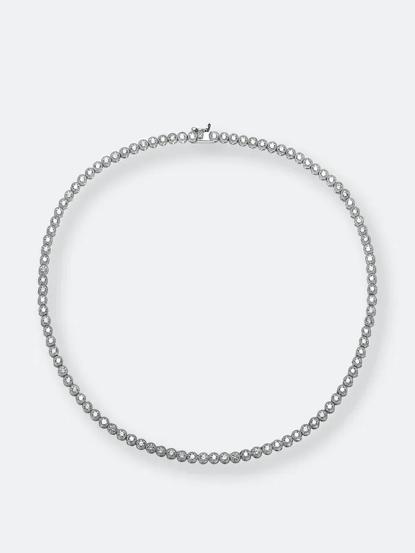 Genevive Sterling Silver Cubic Zirconia Milgrain Bezel Tennis Necklace - Grey - 18 | Verishop