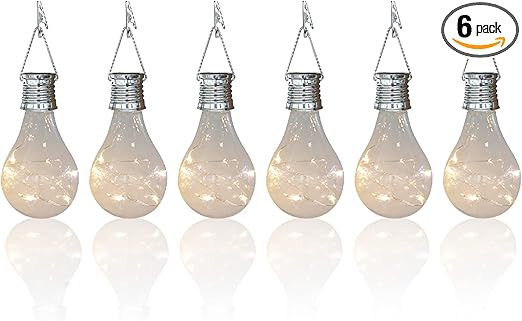 pearlstar Solar Light Bulbs Outdoor Waterproof Garden Camping Hanging LED Light Lamp Bulb Globe H... | Amazon (US)
