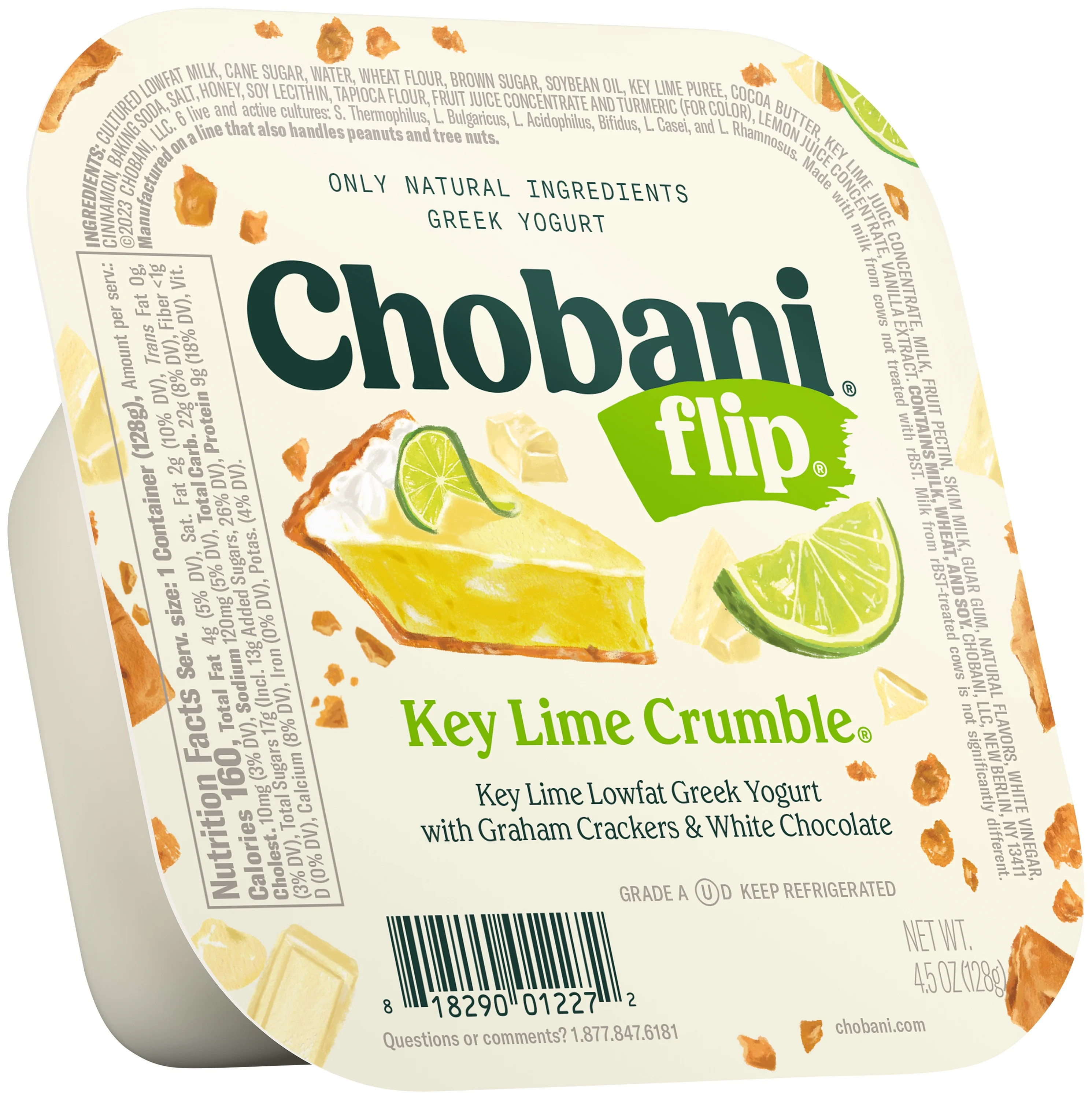 Chobani Flip Low-Fat Greek Yogurt Key Lime Crumble 4.5 oz Cup | Walmart (US)