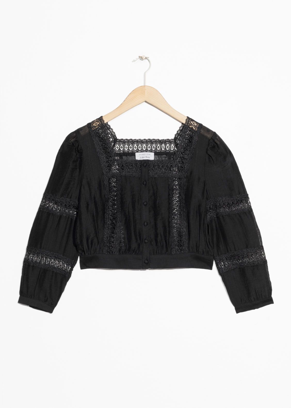 Eyelet Trim Cropped Blouse - Black | & Other Stories (EU + UK)