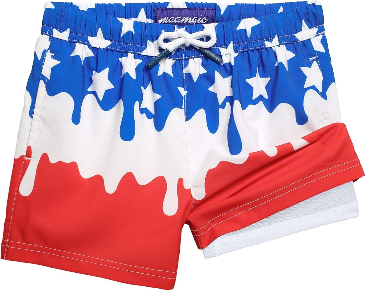 maamgic Boys Swim Trunks with Compression Liner Stretch Boy Swim Shorts Toddler Bathing Suit Swim... | Amazon (US)