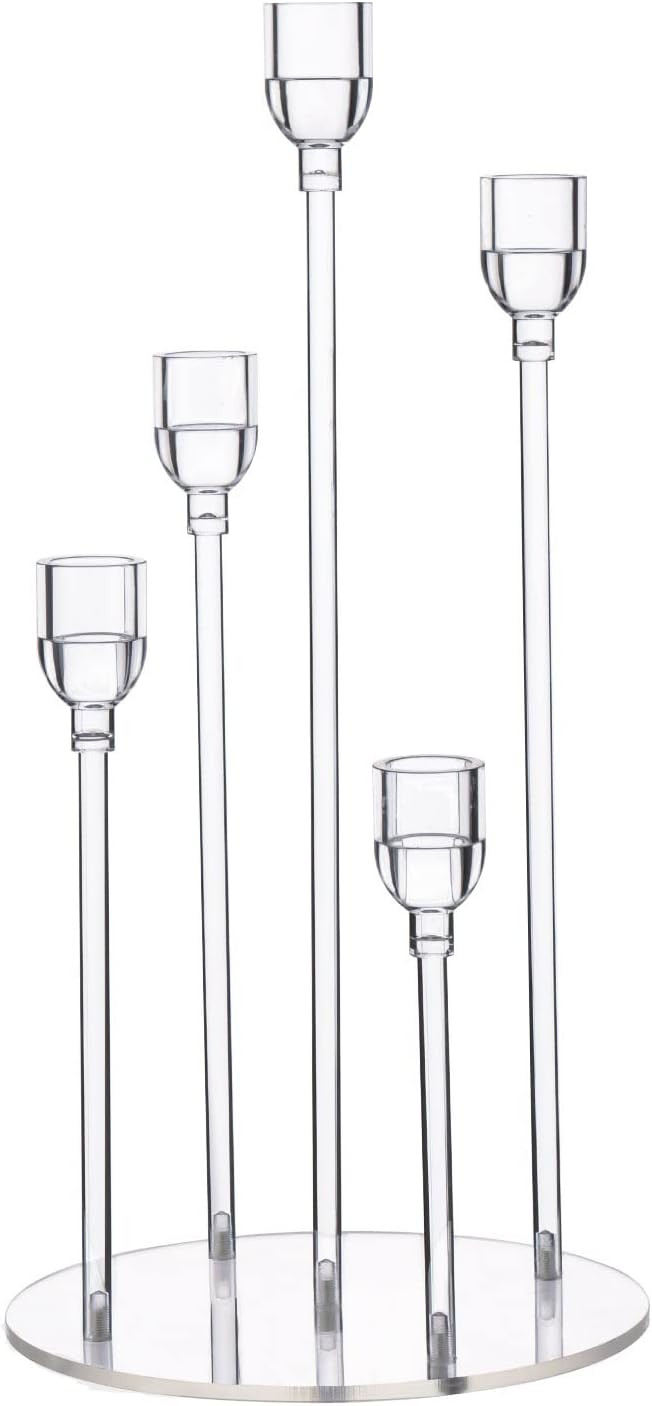 Fullvaseer Acrylic Taper Candle Holders 5 Arms Candelabra Centerpieces for Wedding Living Room Di... | Amazon (US)