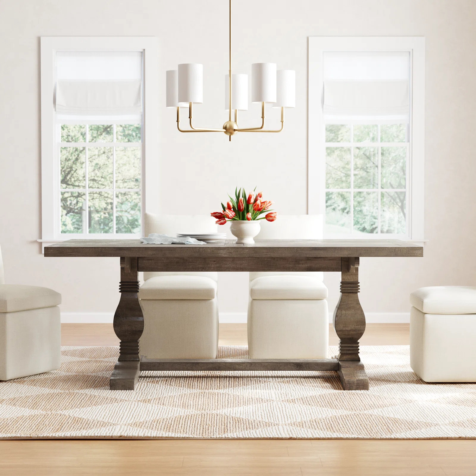 Kinston 78" Solid Wood Trestle Dining Table | Wayfair North America