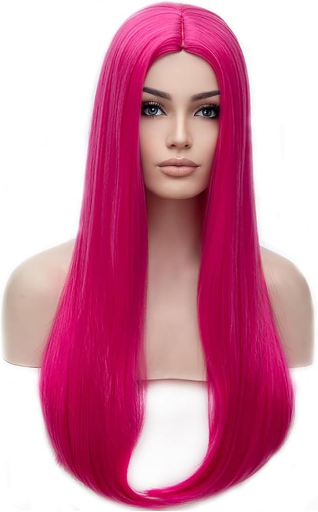 BERON Pink Wigs for Women Silky Long Straight Girls Wig Hot Pink Women and Girls Wigs Magenta Hea... | Amazon (US)