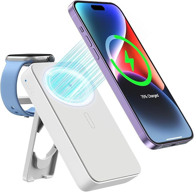 NEWQ Magnetic Wireless Power Bank, 10000 mAh Portable Charger with iWatch Charger, 18W PD USB-C F... | Amazon (US)