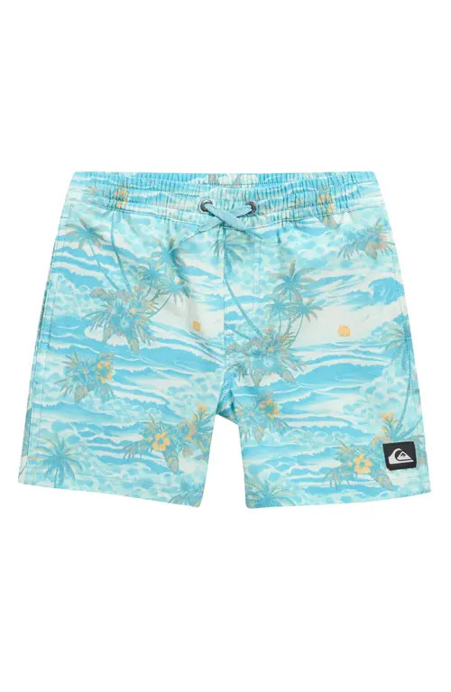 Quiksilver Kids' Surfsilk Volley Swim Trunks in Aqua at Nordstrom, Size 7 | Nordstrom