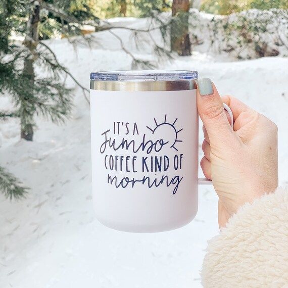 Jumbo Coffee Kind of Morning Travel Mug | Metal Travel Mug | Reusable Coffee Tumbler | Mom Travel... | Etsy (US)