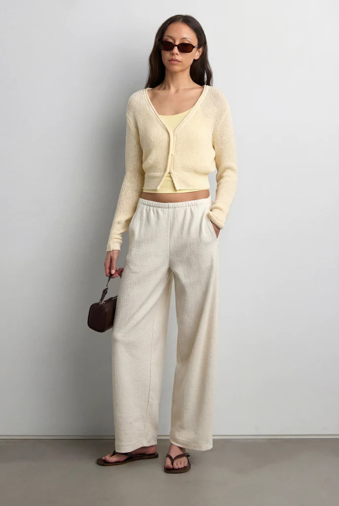 CROPPED LIGHTWEIGHT BUTTON FRONT CARDIGAN | OAK + FORT