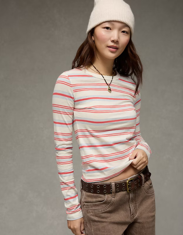 AE Long Sleeve Hey Baby Tee | American Eagle Outfitters (US & CA)