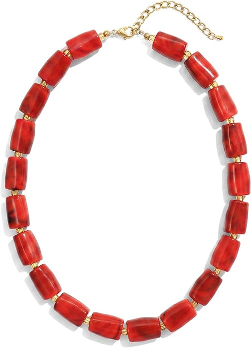 Joya Love Beaded Necklaces for Women Trendy Multicolor Candy Jelly Resin Pillar Bead Necklace Boh... | Amazon (US)